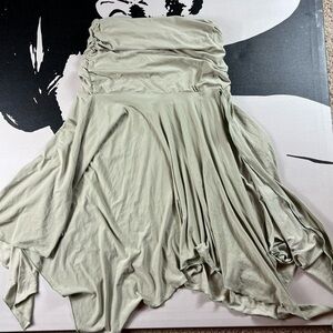 PrettyLittleThing Sage Green Boho Midi Skirt